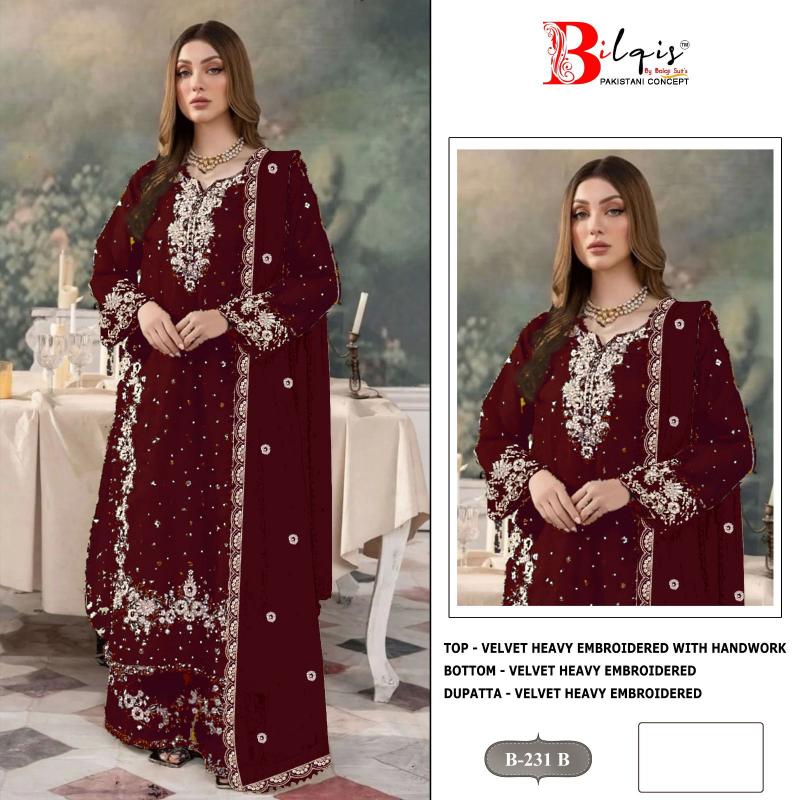 Bilqis B 231 A TO D catalog pakistani suits wholesaler