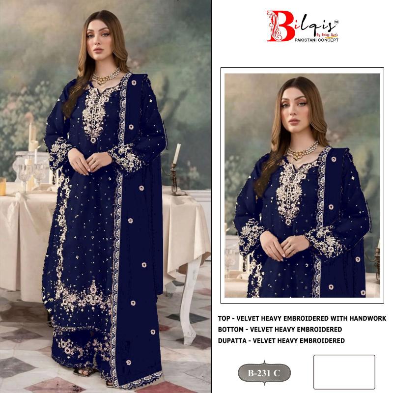 Bilqis B 231 A TO D catalog pakistani suits wholesaler
