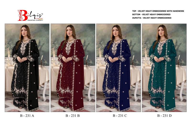 Bilqis B 231 A TO D catalog pakistani suits wholesaler
