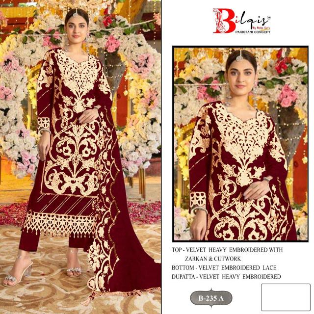 Bilqis B 235 A TO D catalog pakistani suits replica wholesale
