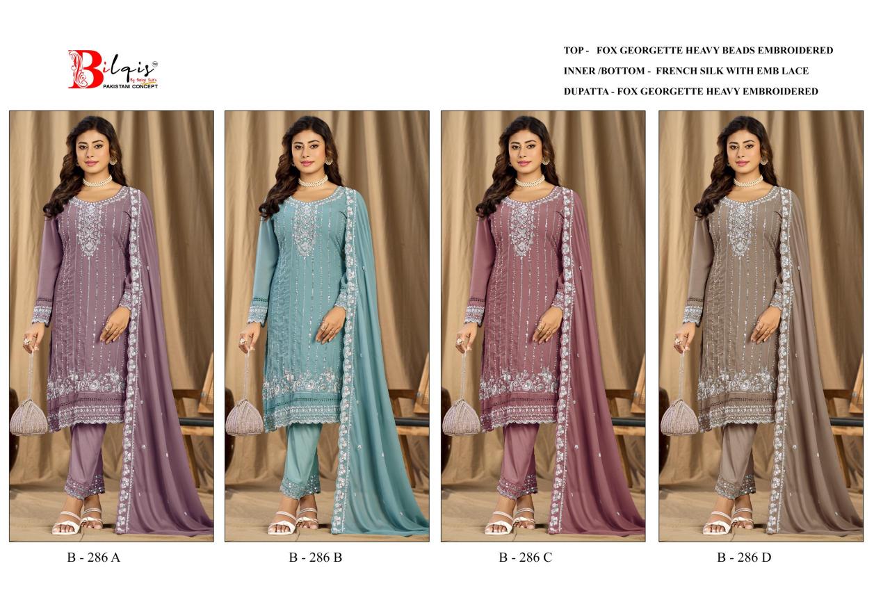 Bilqis B 286 A TO D catalog pakistani suit wholesale market