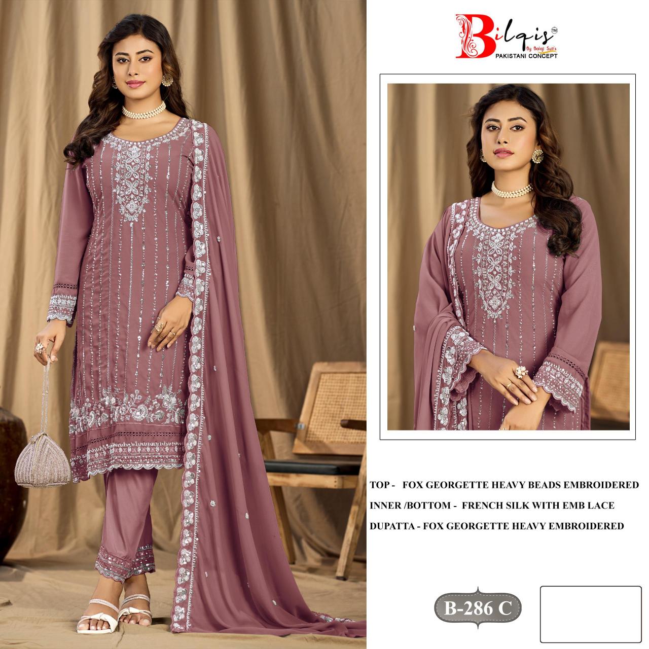 Bilqis B 286 A TO D catalog pakistani suit wholesale market