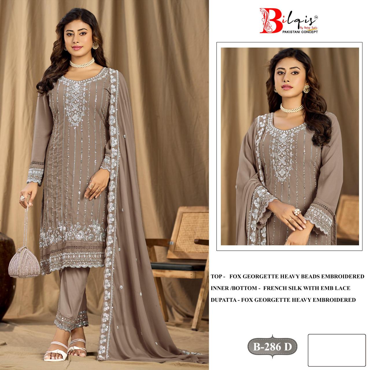 Bilqis B 286 A TO D catalog pakistani suit wholesale market