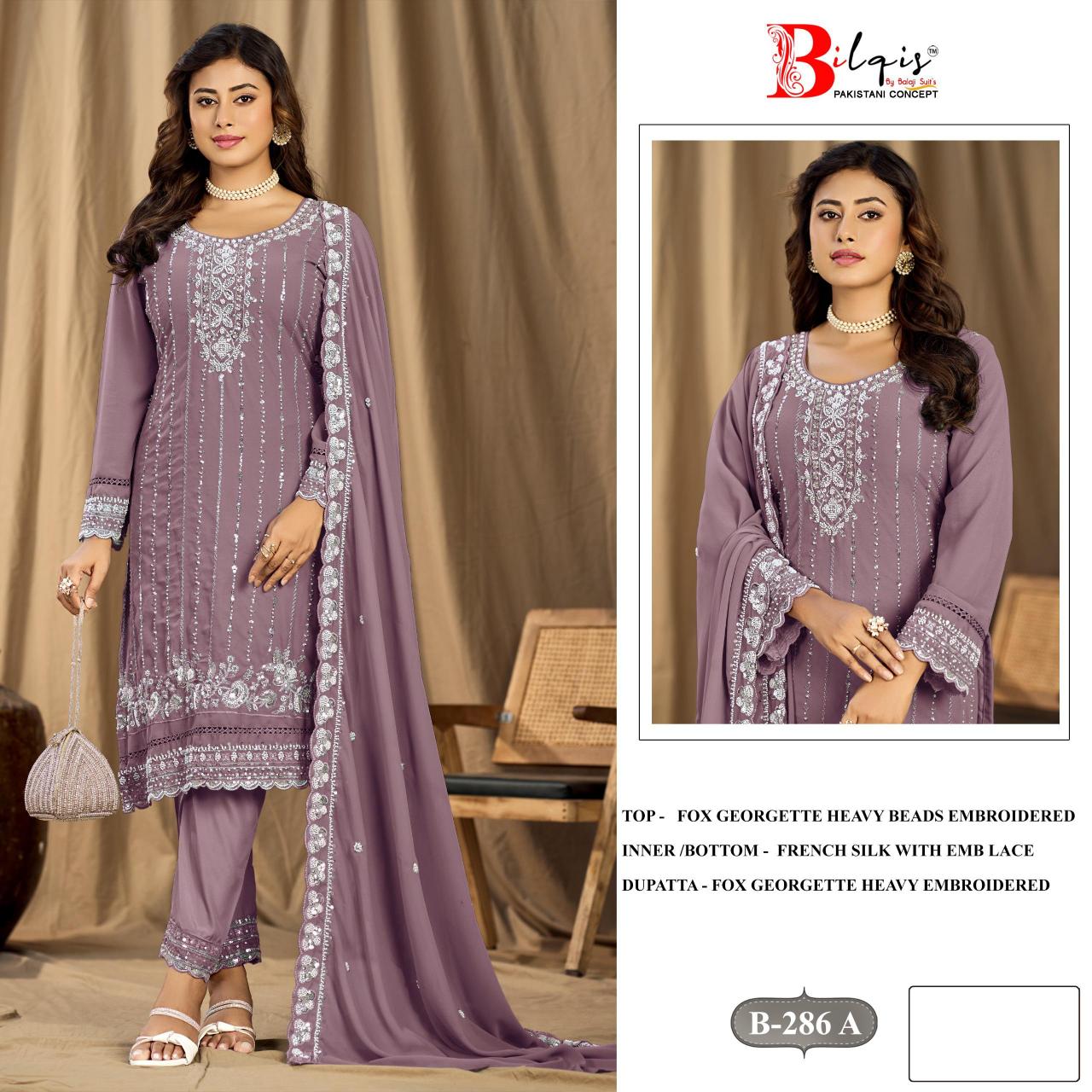 Bilqis B 286 A TO D catalog pakistani suit wholesale market