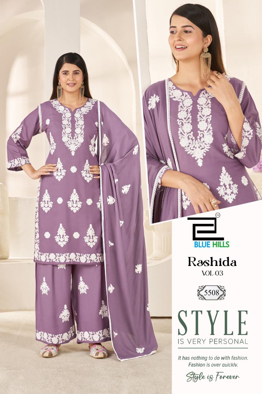 Blue Hills Rashida vol 3 catalog chikan kurtis wholesale in mumbai