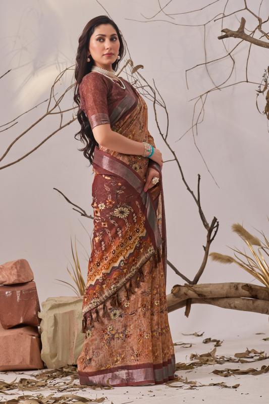 Dazira 1003 catalog linen cotton sarees wholesale