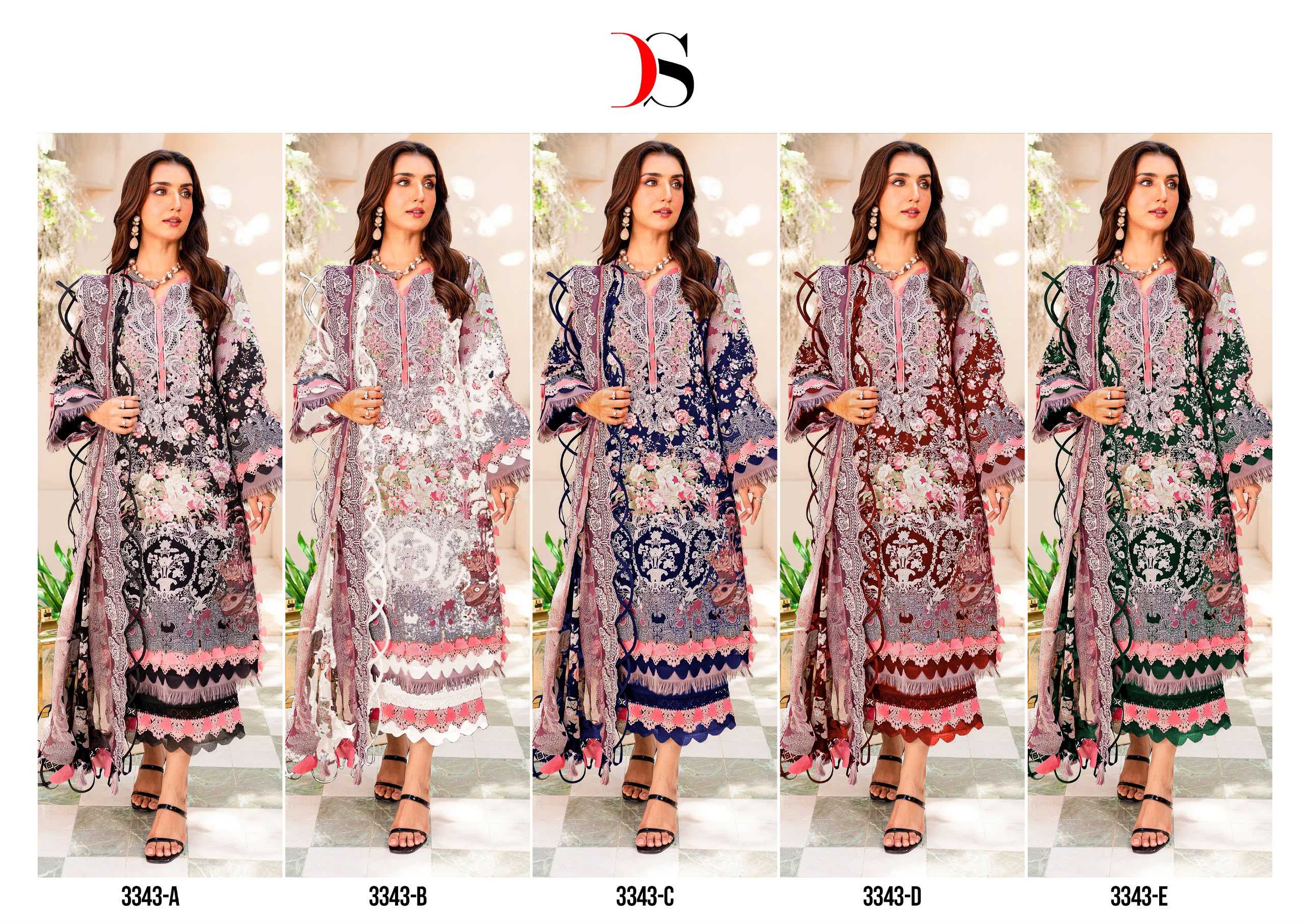 Deepsy Needle Wonder Premium 3343 catalog Chiffon Dupatta pakistani salwar suit wholesale