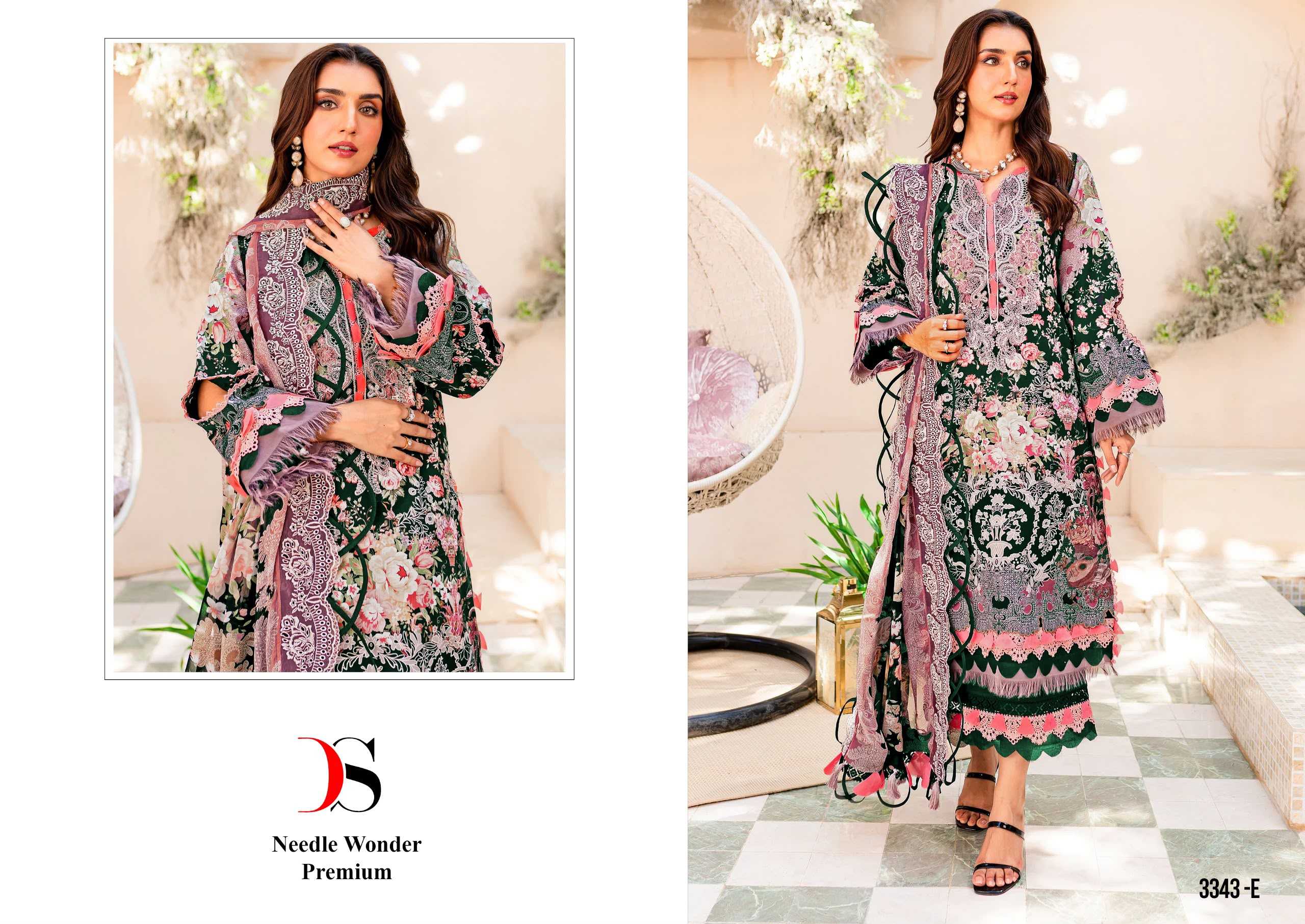 Deepsy Needle Wonder Premium 3343 catalog Chiffon Dupatta pakistani salwar suit wholesale