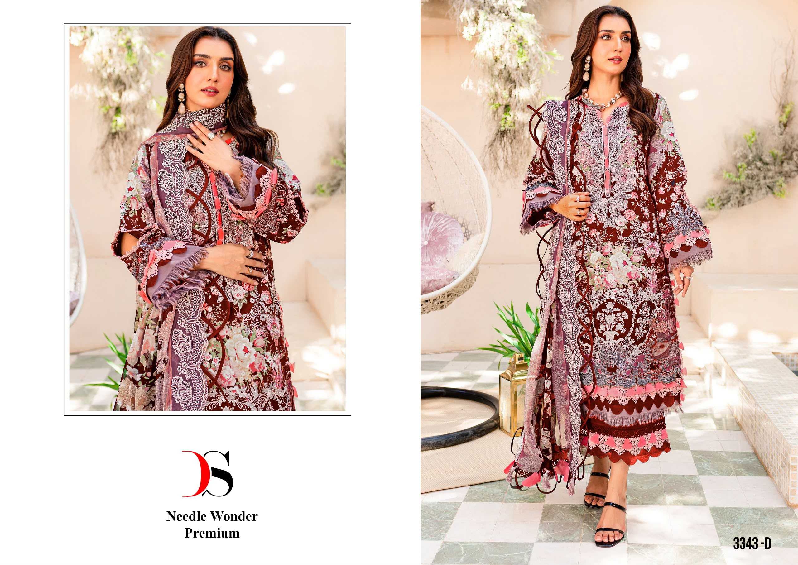Deepsy Needle Wonder Premium 3343 catalog Chiffon Dupatta pakistani salwar suit wholesale