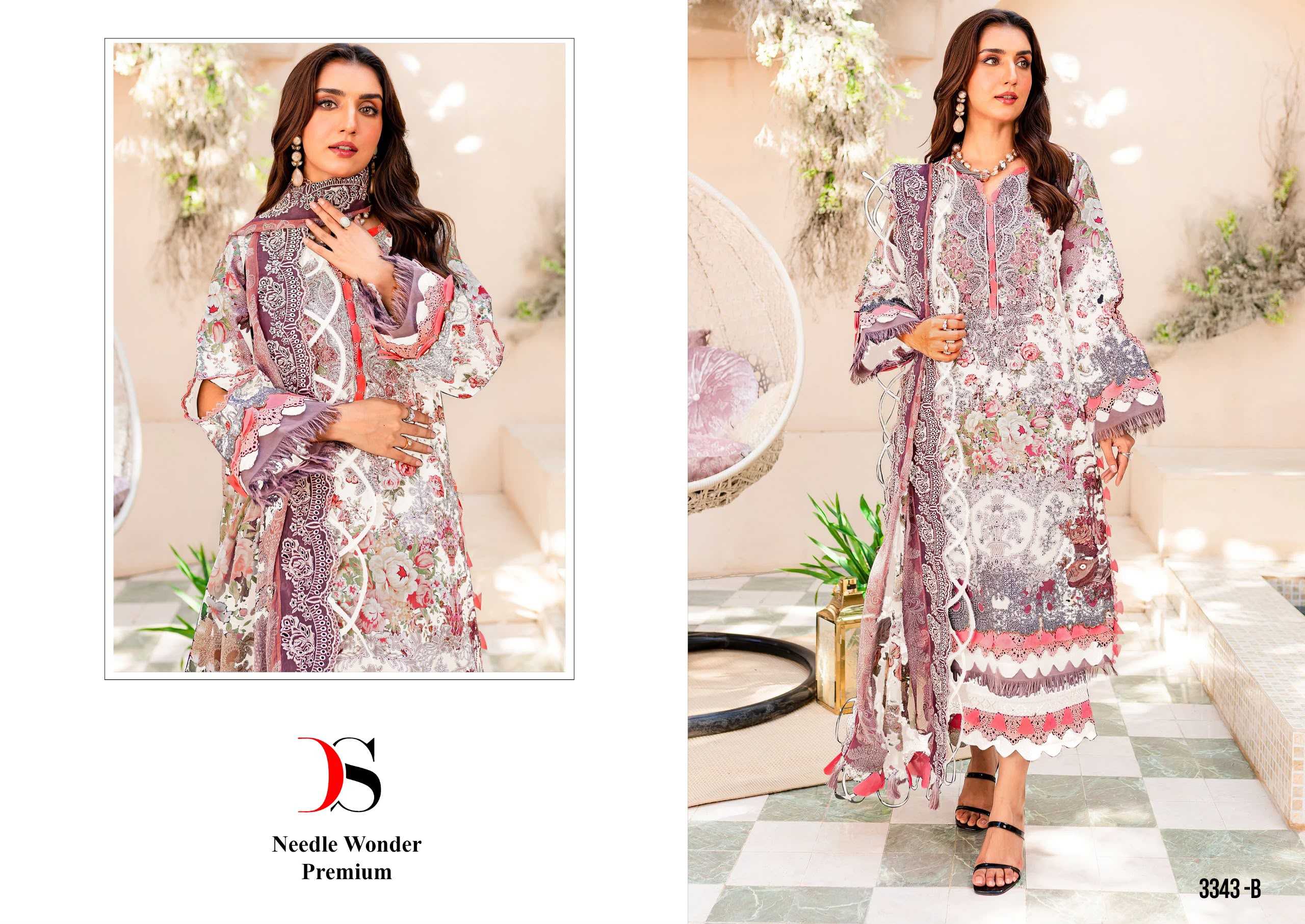 Deepsy Needle Wonder Premium 3343 catalog Chiffon Dupatta pakistani salwar suit wholesale