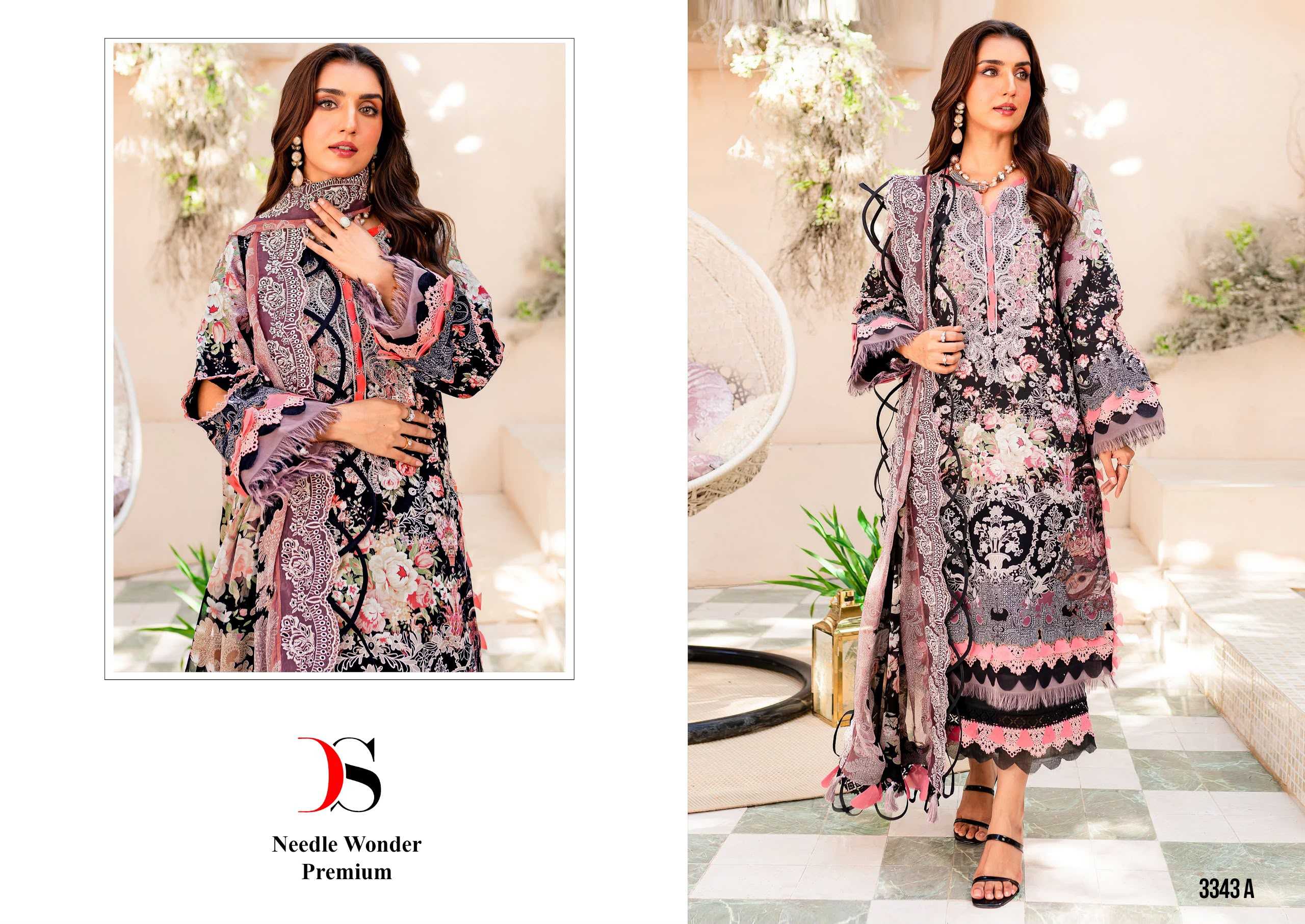 Deepsy Needle Wonder Premium 3343 catalog Chiffon Dupatta pakistani salwar suit wholesale