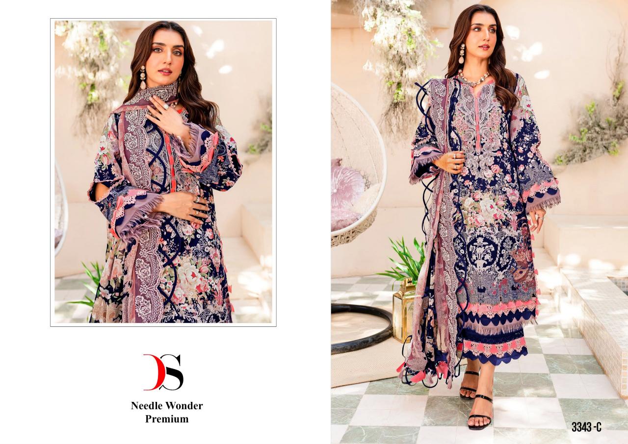 Deepsy Needle Wonder Premium 3343 catalog Cotton Dupatta buy wholesale pakistani suits online
