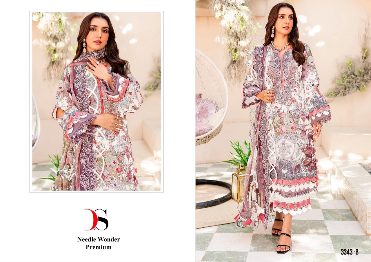 Deepsy Needle Wonder Premium 3343 catalog Cotton Dupatta buy wholesale pakistani suits online