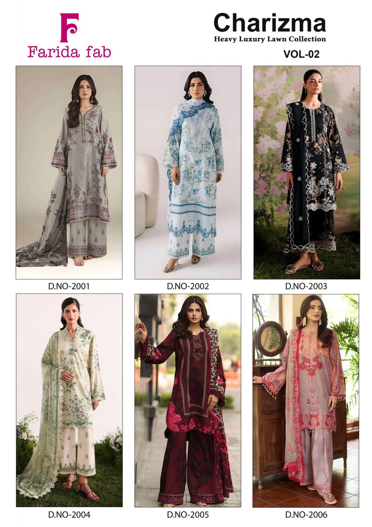 Farida Fab Charizma Vol 2 – Karachi Dress Material Wholesale Catalog