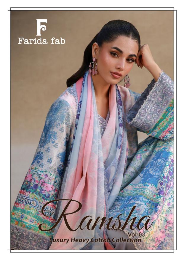 Farida Ramsha Vol 8 – Karachi Dress Material Wholesale Catalog