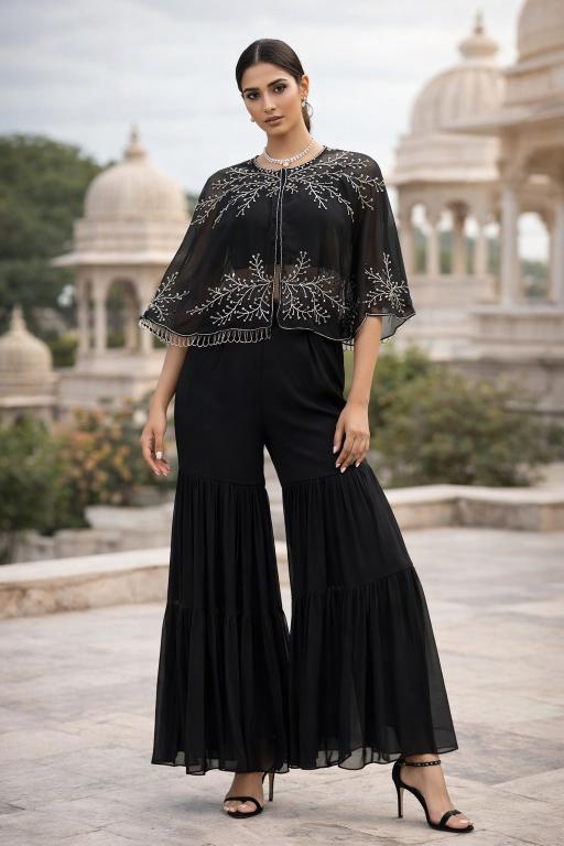 Flourious Black cape Dress 06 western dress 