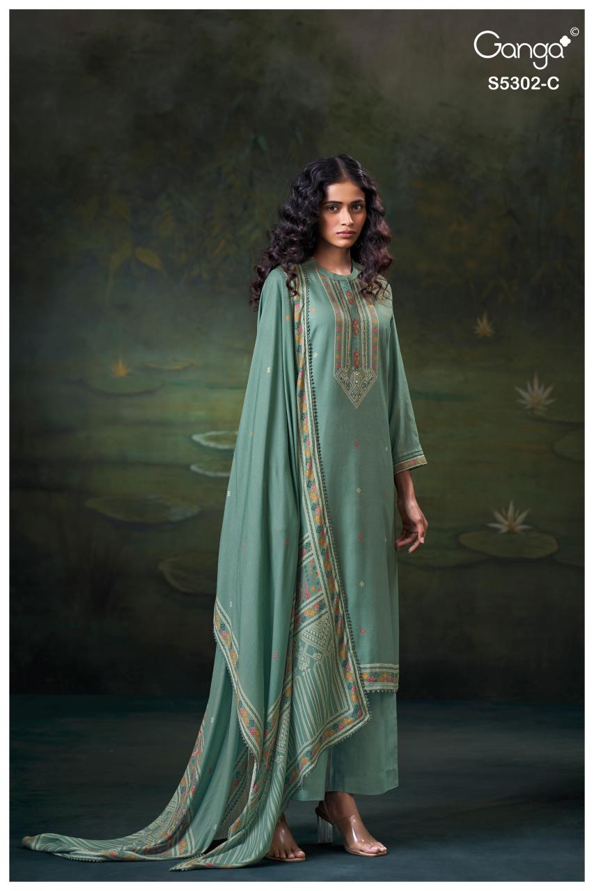 Ganga Jaela 5302 catalog churidar salwar kameez wholesale market