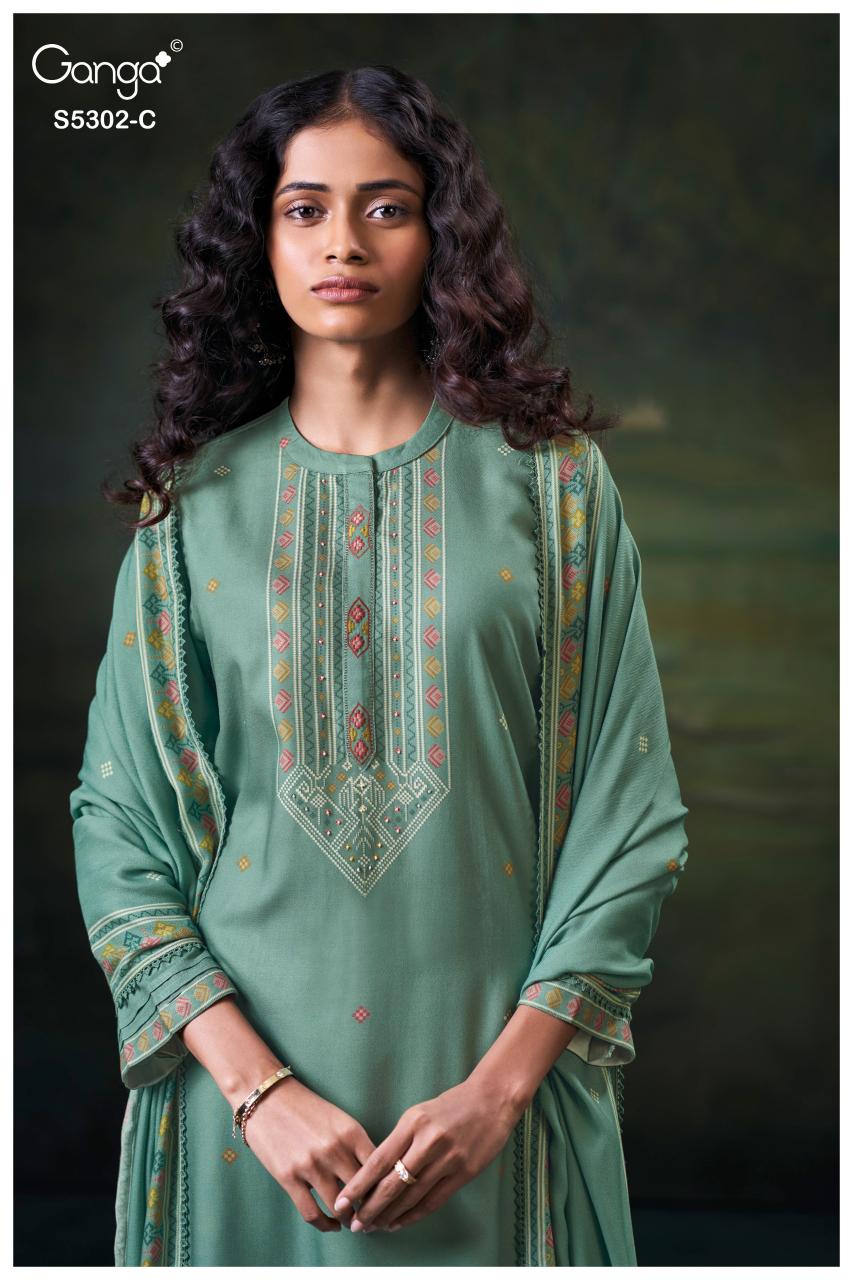 Ganga Jaela 5302 catalog churidar salwar kameez wholesale market
