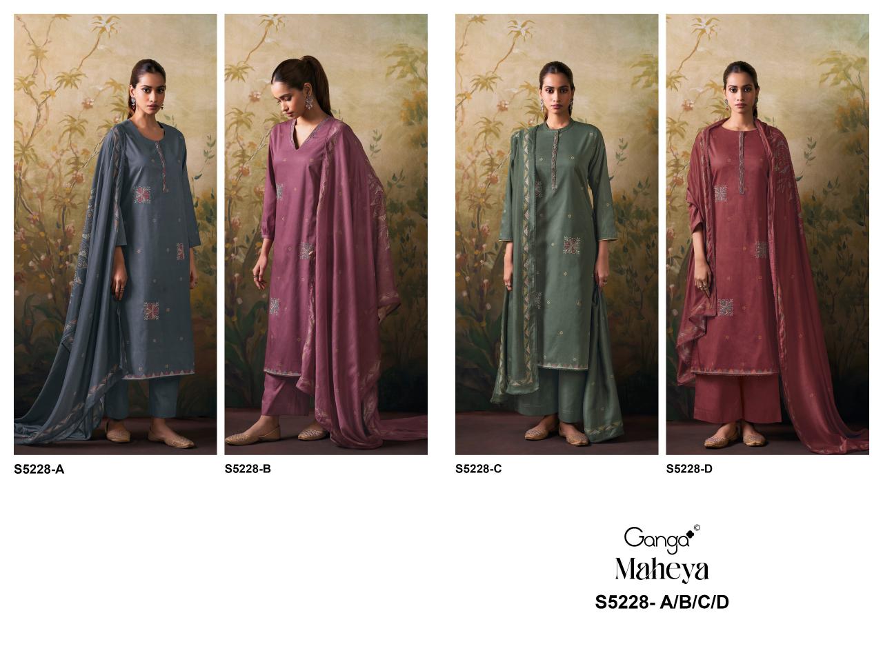 Ganga Maheya 5228 catalog unstitched salwar kameez wholesalers in kolkata