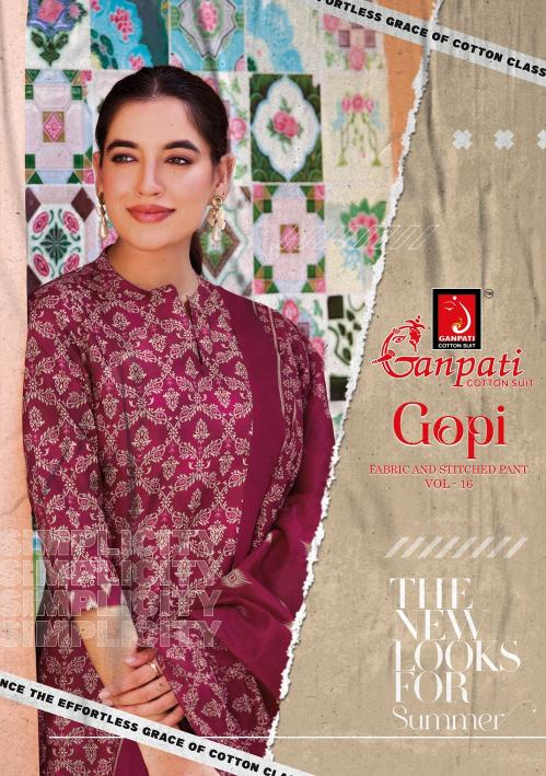 Ganpati Gopi Vol-16 – Kurti Pant With Dupatta - Wholesale Catalog