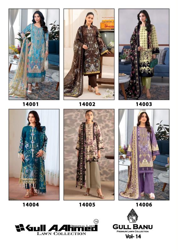 Gull Aahmed Gulbanu Vol 14 –  Karachi Dress Material Wholesale Catalog