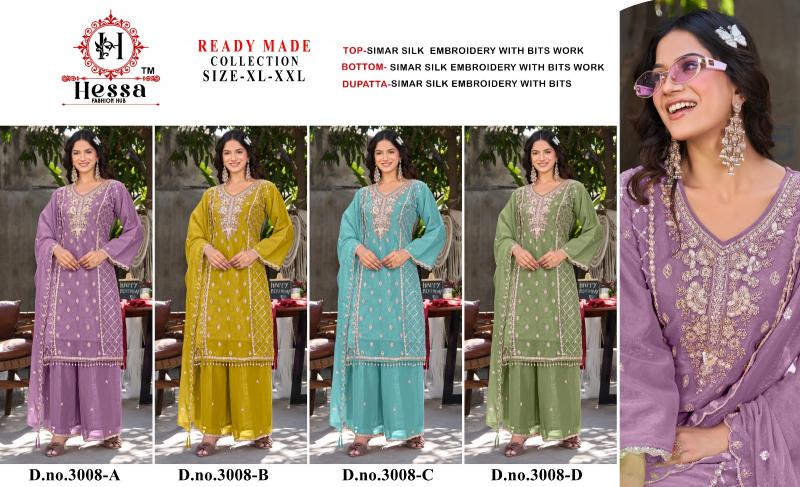 Hessa 3008 catalog wholesale readymade pakistani suits