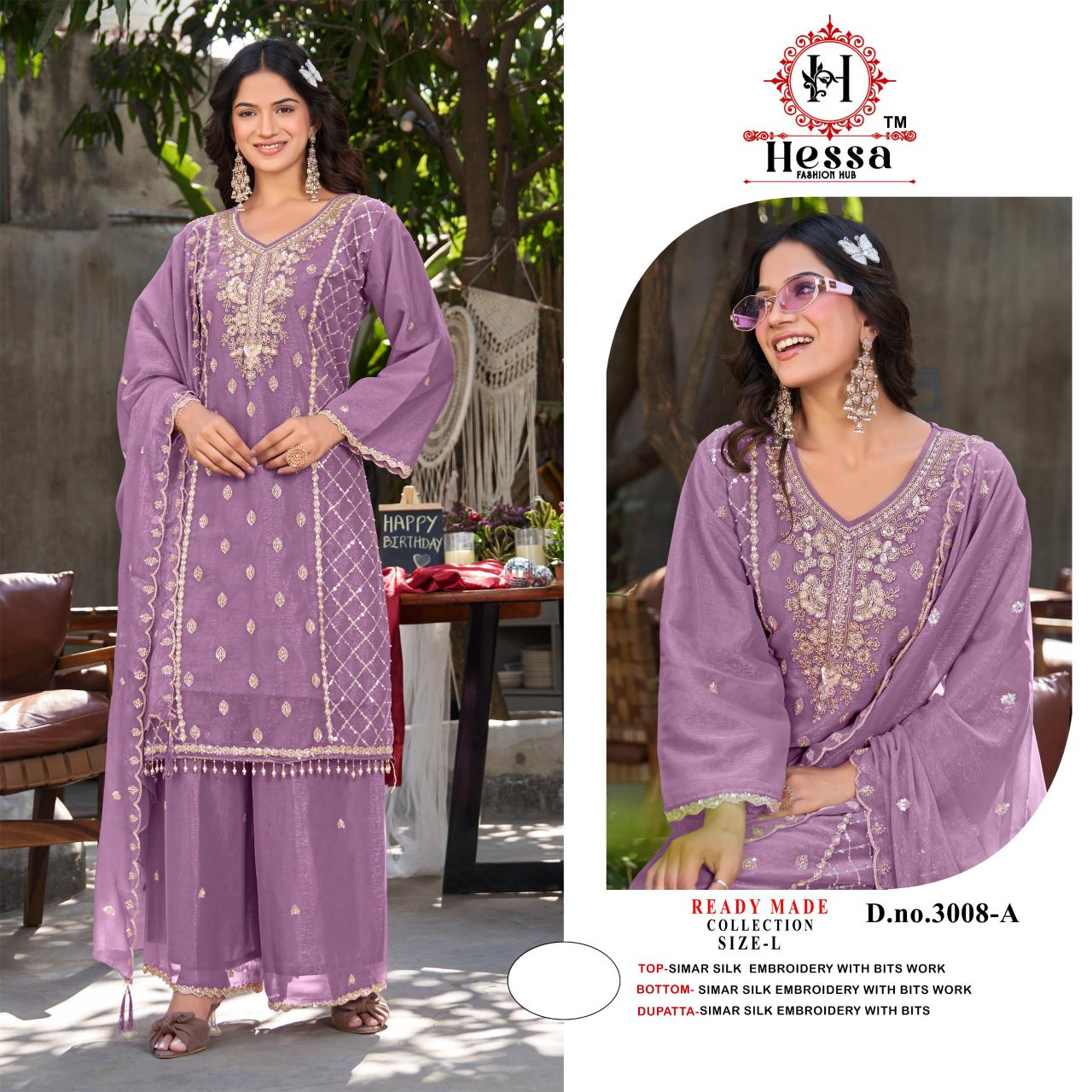 Hessa 3008 catalog wholesale readymade pakistani suits