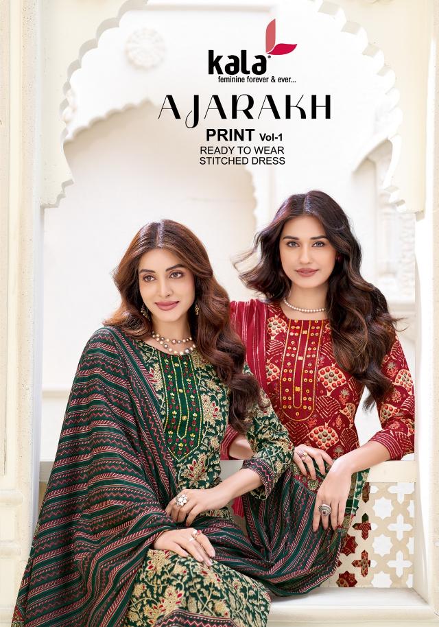 Kala Ajarakh Vol-1 – Kurti Pant With Dupatta - Wholesale Catalog