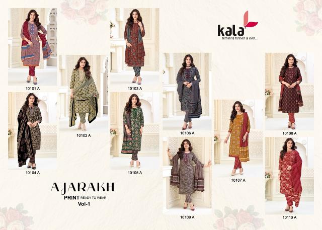 Kala Ajarakh Vol-1 – Kurti Pant With Dupatta - Wholesale Catalog