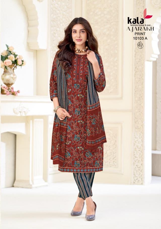 Kala Ajarakh Vol-1 – Kurti Pant With Dupatta - Wholesale Catalog