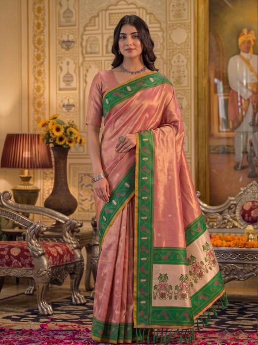 POSHAK by SHREE SHYAM FASHION fancy designer Soft tissue silk WITH MEENA fabric saree wholesale with Fancy latkan