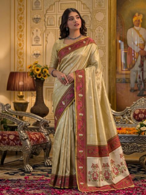 POSHAK by SHREE SHYAM FASHION fancy designer Soft tissue silk WITH MEENA fabric saree wholesale with Fancy latkan