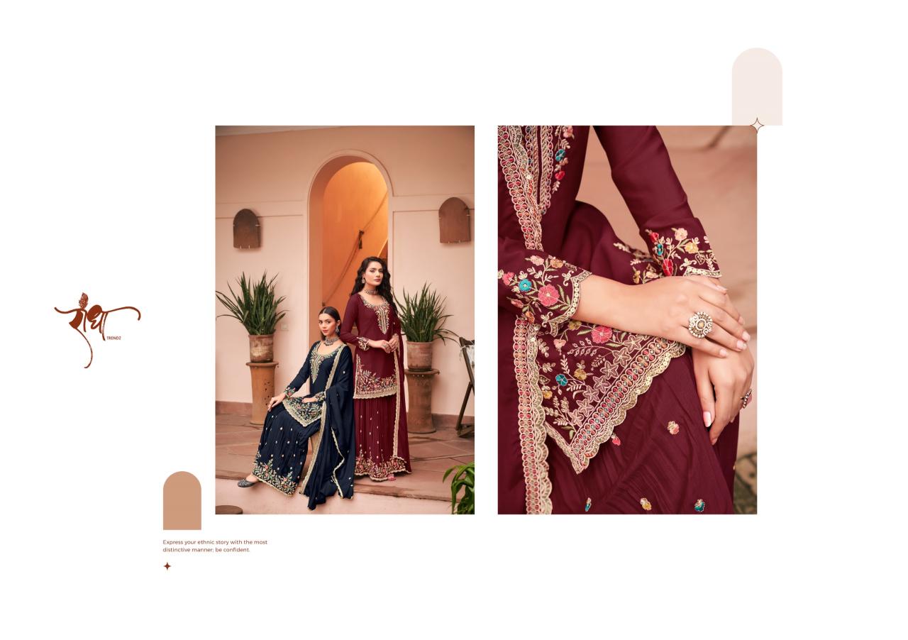 Radha Trendz Sunheri catalog aari work salwar kameez wholesale
