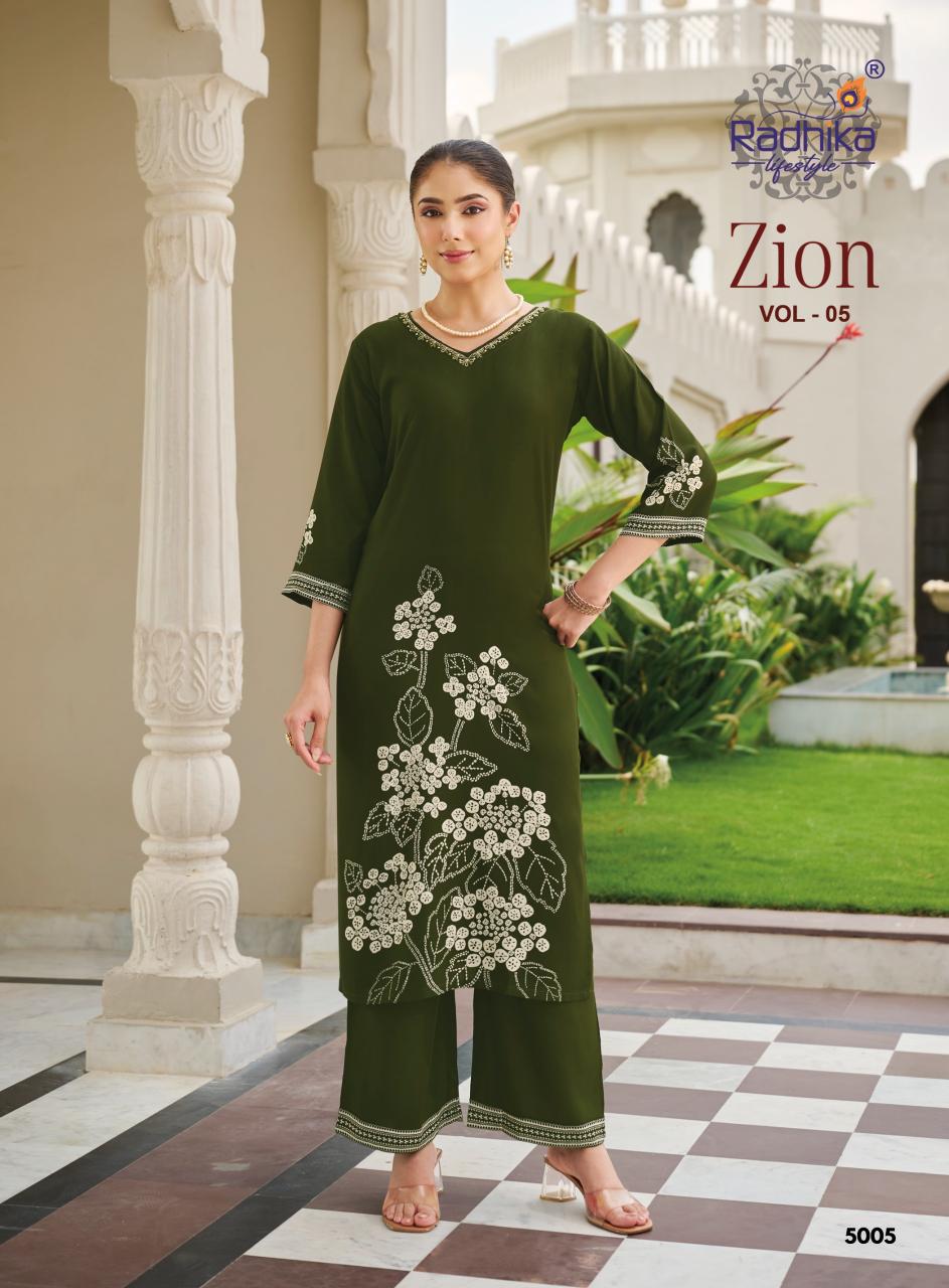 Radhika Lifestyle Zion vol 5 catalog coord set wholesale India