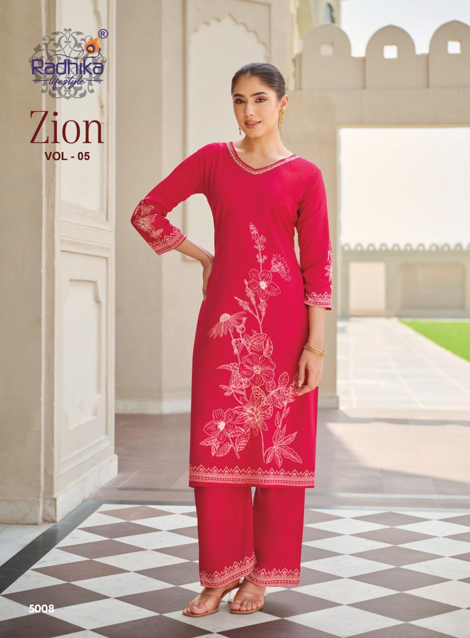 Radhika Lifestyle Zion vol 5 catalog coord set wholesale India