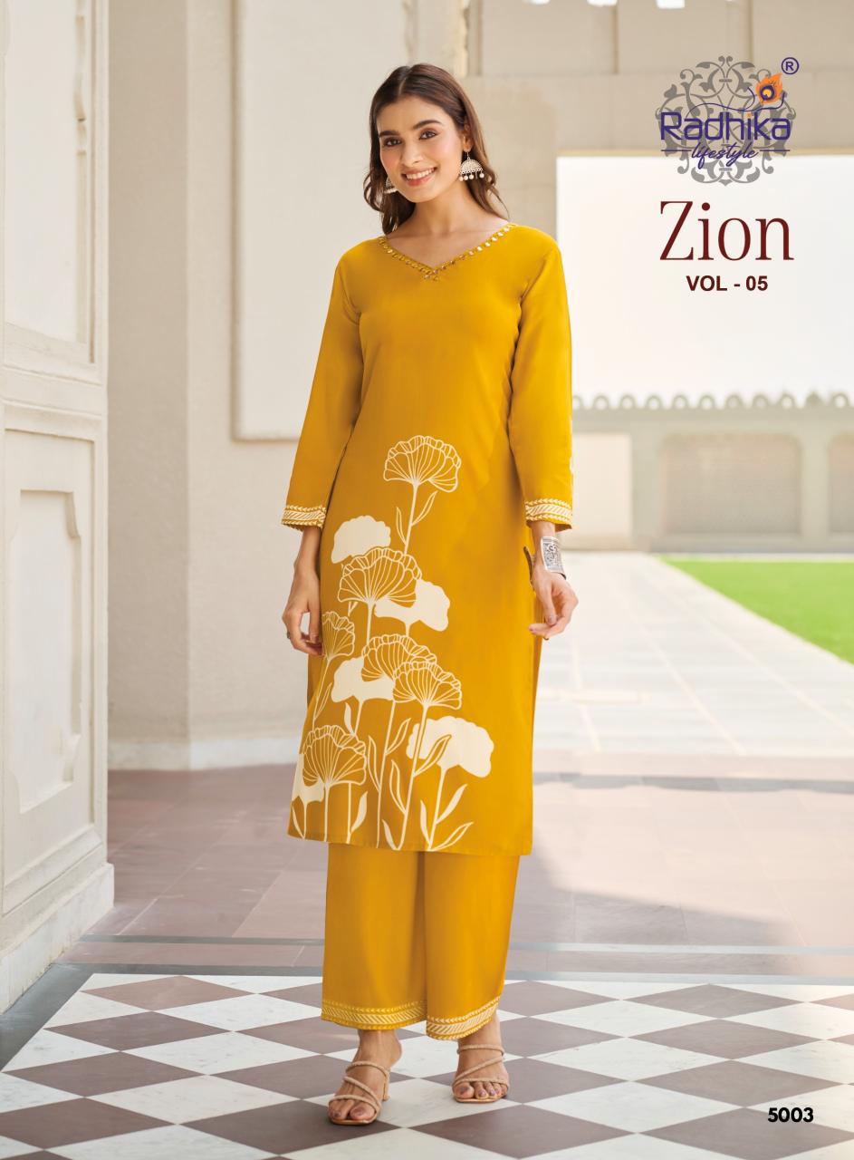 Radhika Lifestyle Zion vol 5 catalog coord set wholesale India
