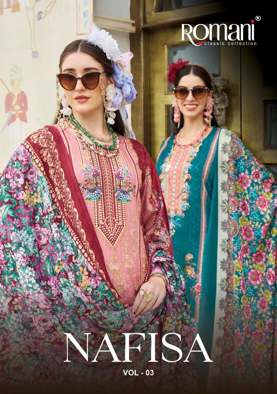Romani Nafisa vol 3 catalog pakistani dress material in surat