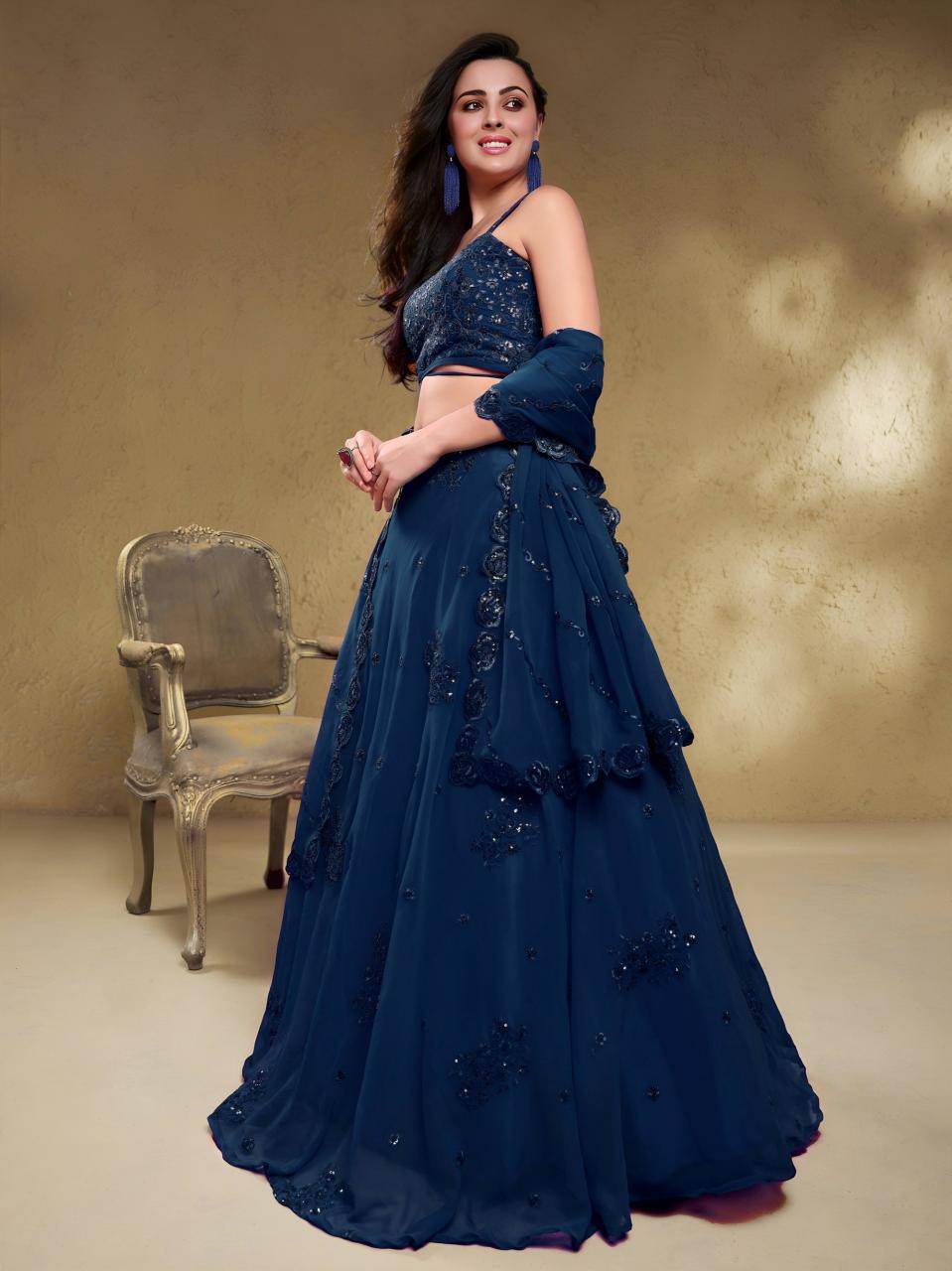 Sabella 7060 Blue catalog wholesale wedding lehengas gulshan market in bangalore