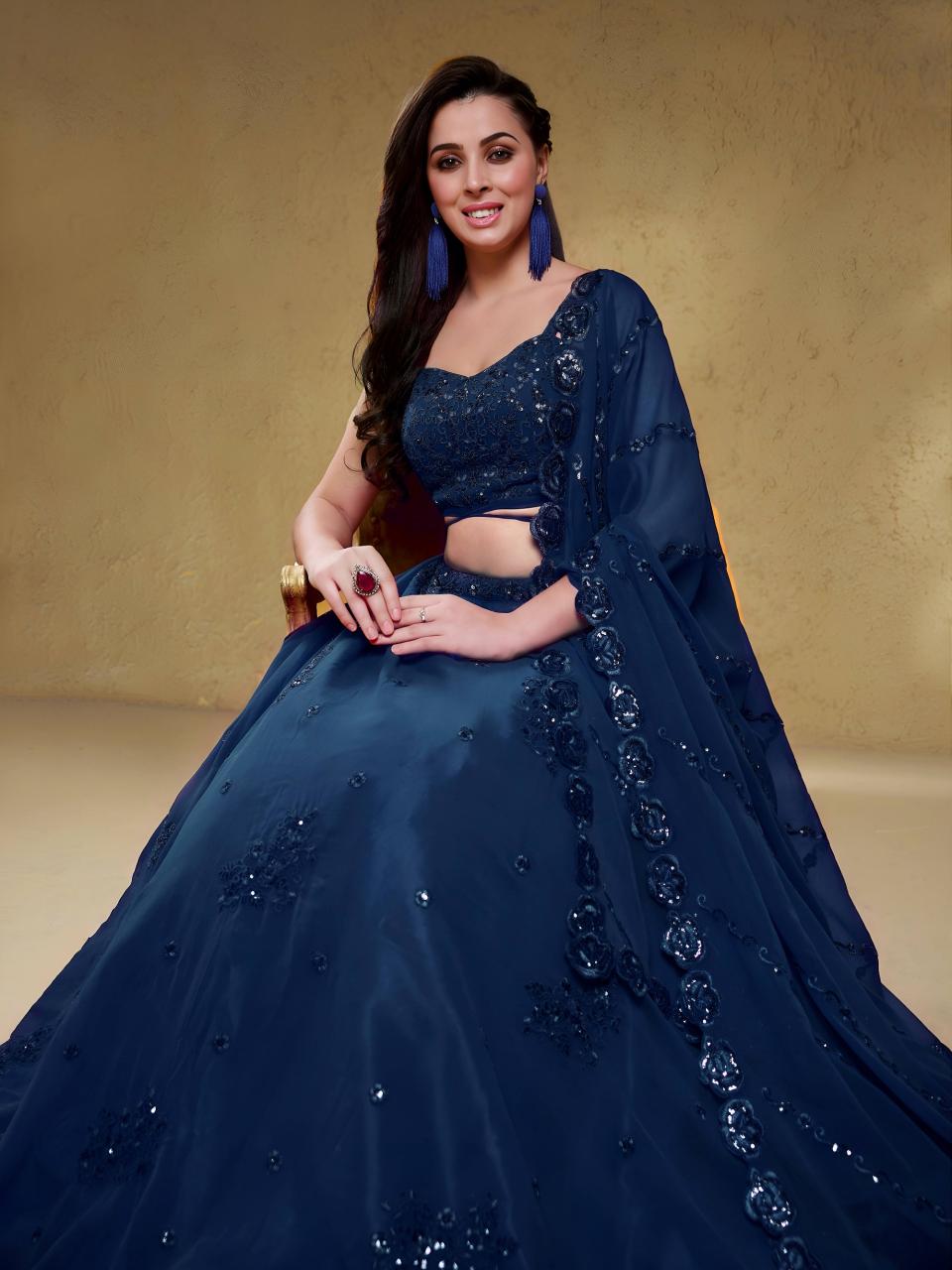 Sabella 7060 Blue catalog wholesale wedding lehengas gulshan market in bangalore