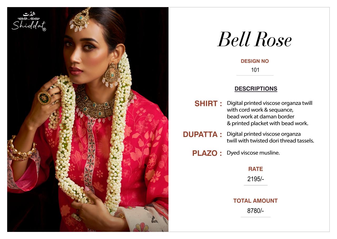 Shiddat Bellrose 101 catalog online wholesale salwar kameez cod avaliable