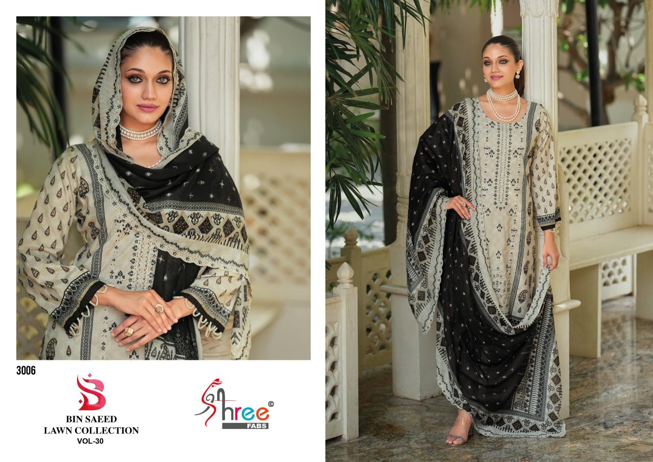 Shree Fabs Bin Saeed Lawn Collection vol 30 catalog pakistani collection wholesaler