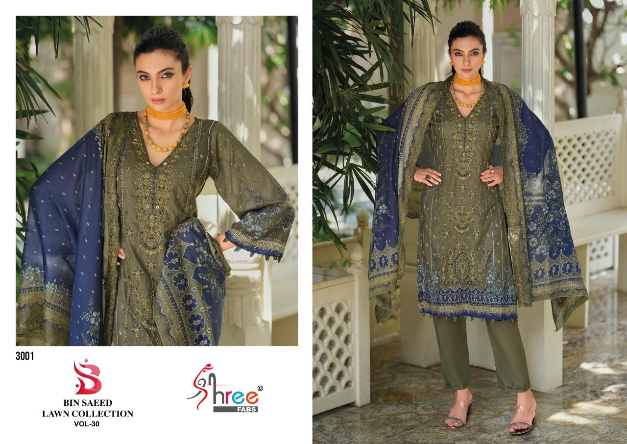 Shree Fabs Bin Saeed Lawn Collection vol 30 catalog pakistani collection wholesaler