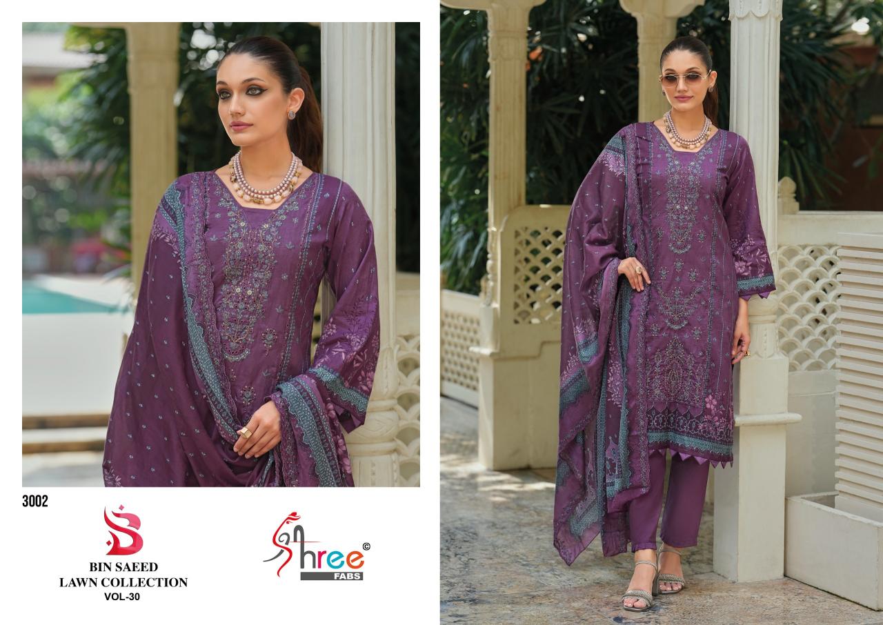 Shree Fabs Bin Saeed Lawn Collection vol 30 catalog pakistani collection wholesaler
