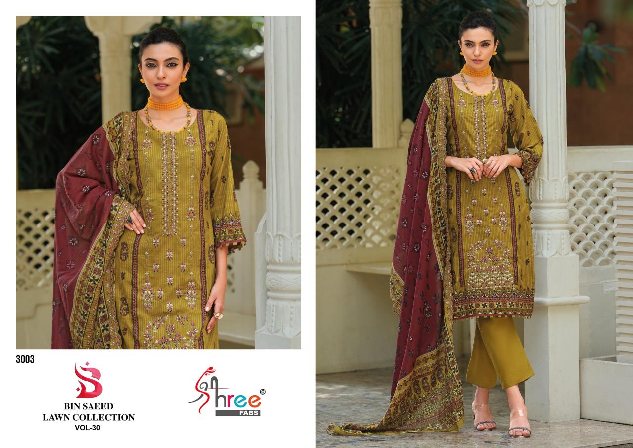 Shree Fabs Bin Saeed Lawn Collection vol 30 catalog pakistani collection wholesaler