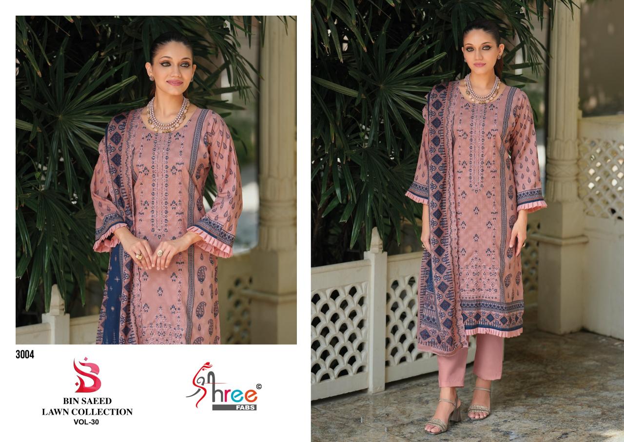 Shree Fabs Bin Saeed Lawn Collection vol 30 catalog pakistani collection wholesaler