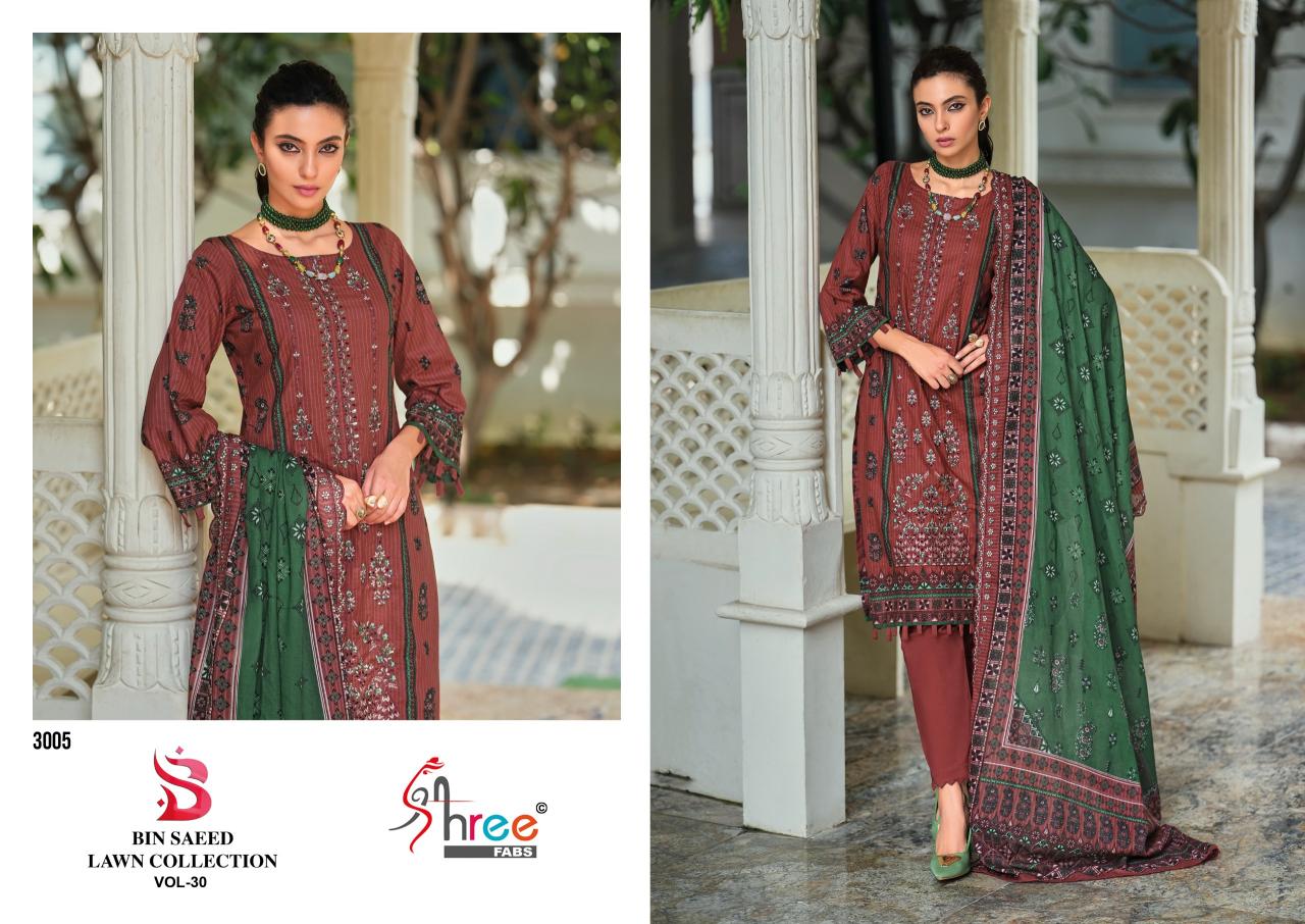 Shree Fabs Bin Saeed Lawn Collection vol 30 catalog pakistani collection wholesaler