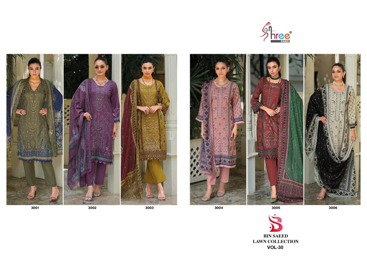 Shree Fabs Bin Saeed Lawn Collection vol 30 catalog pakistani collection wholesaler