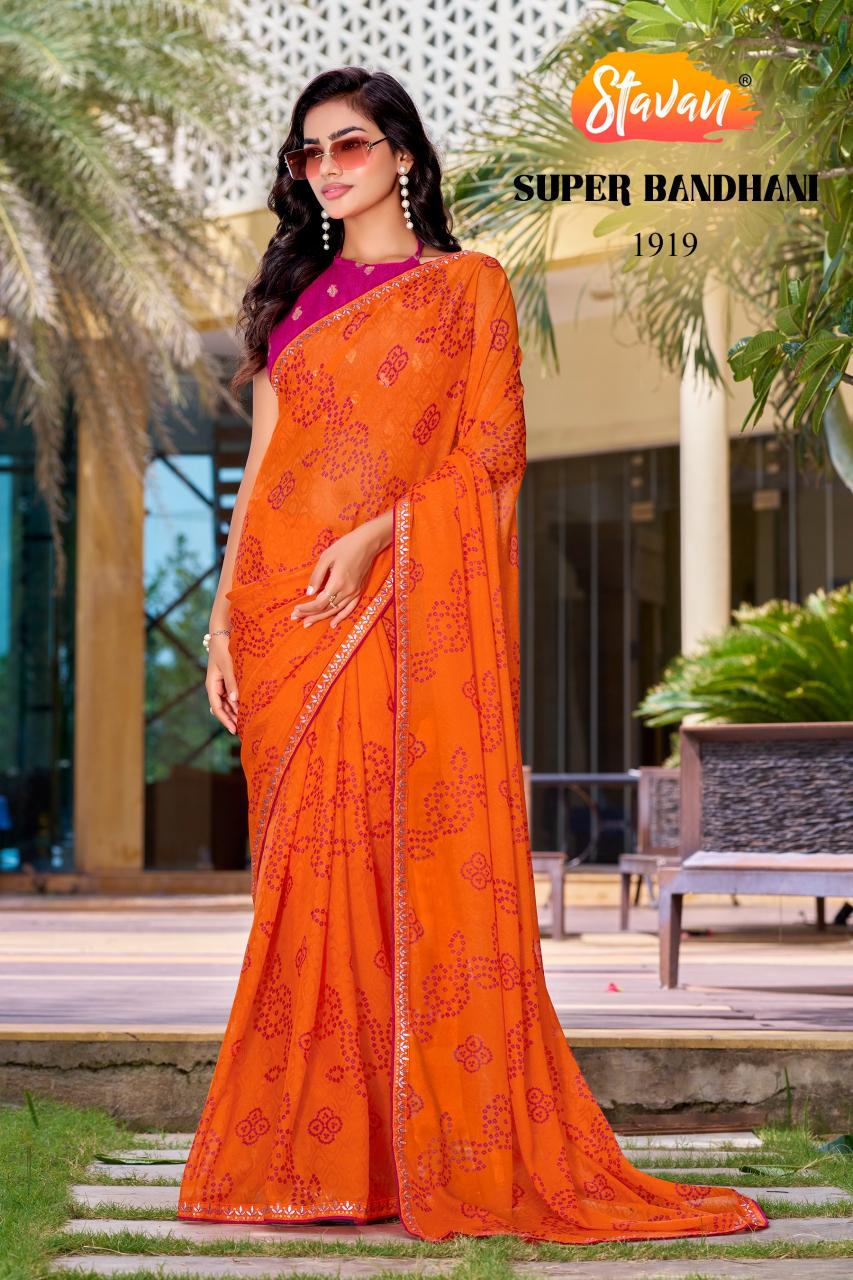 Stavan Supper Bandhni catalog wholesale saree shops in madurai
