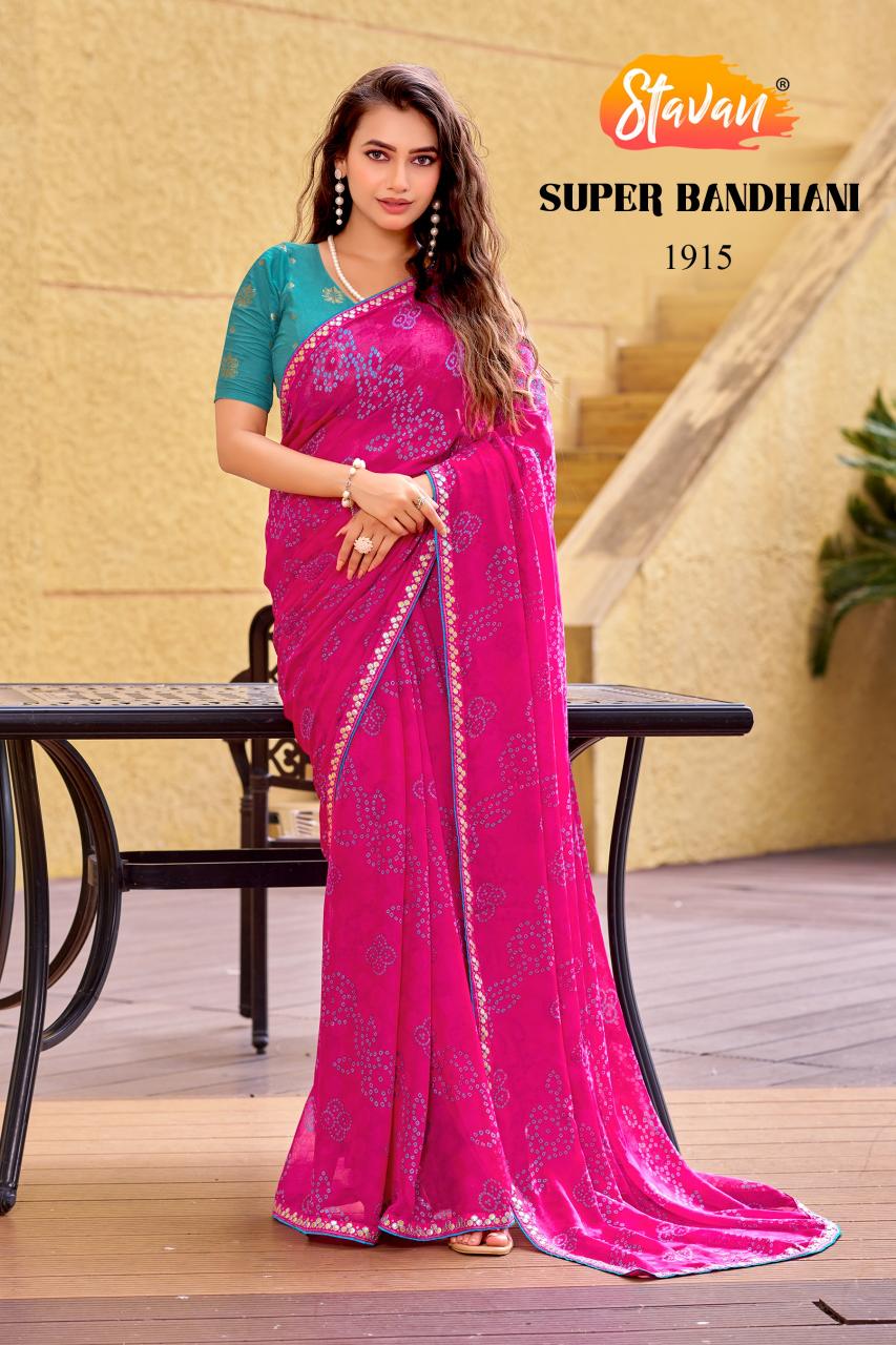 Stavan Supper Bandhni catalog wholesale saree shops in madurai