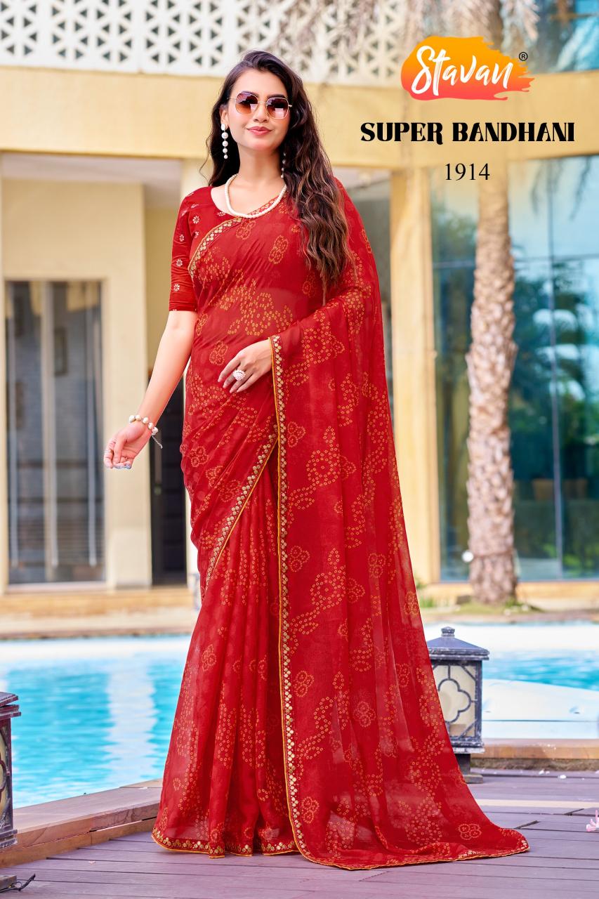 Stavan Supper Bandhni catalog wholesale saree shops in madurai